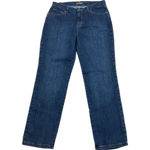LEE Women’s Relaxed Fit Straight Leg Mid Rise Dark Blue Jeans SZ 10P Petite